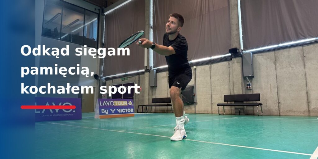Bartłomiej Mróz podczas treningu badmintona w stabilizatorze stawu skokowego Zamst.