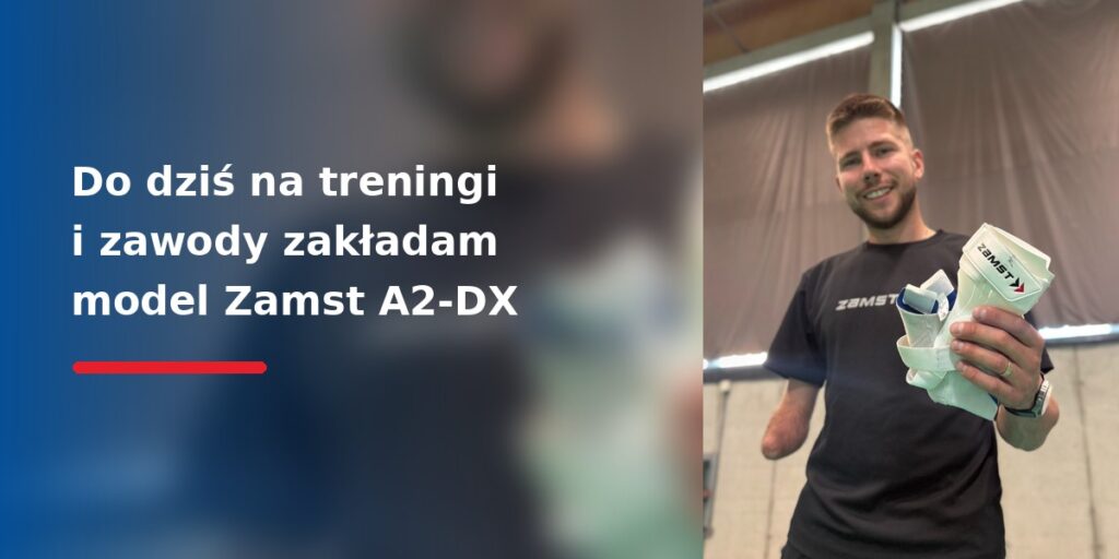 Bartłomiej Mróz prezentuje stabilizator stawu skokowego Zamst A2-DX.